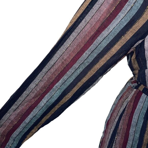 Rails Womens Dress Size Large Multicolor Lola Metallic Wrap Varadero Striped - Picture 7 of 8